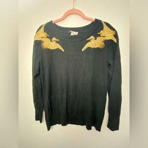 ALTUZARRA X TARGET GOLD BIRDS BLACK LONG SLEEVE SWEATER SZ M